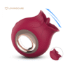 img_LovingCare_Vibrator_S-376_09 Front view of tongue licking rose vibrator - medical silicone material