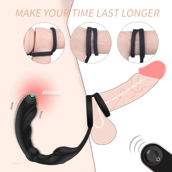 Cock ring with anal lock toys sex adult double penis anal plug vagin masturbateur men penis vibrator sex toys for men remote control